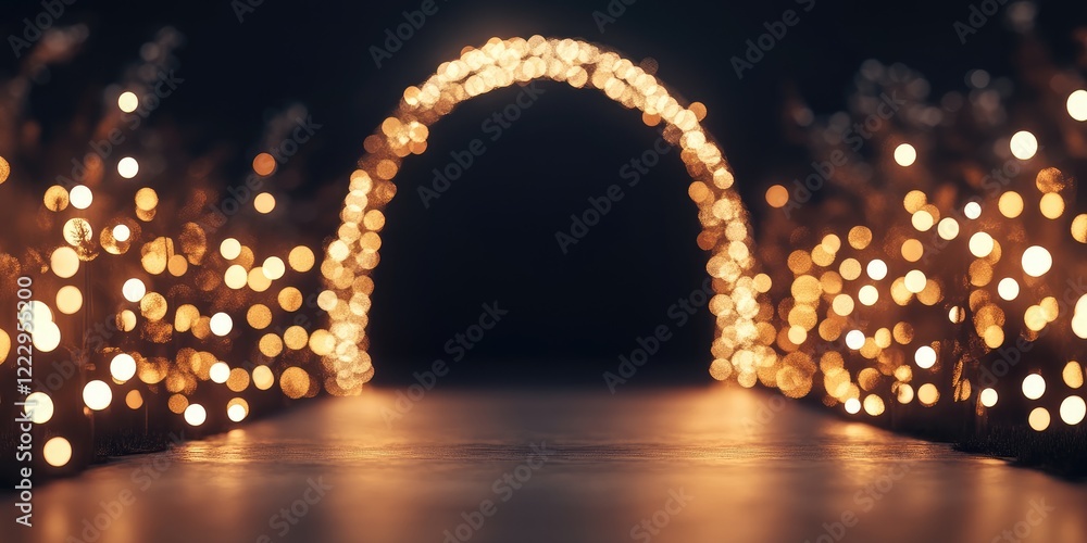 Fototapete elegant gateway arch with bokeh lights festive entrance and empty space for custom text decoration