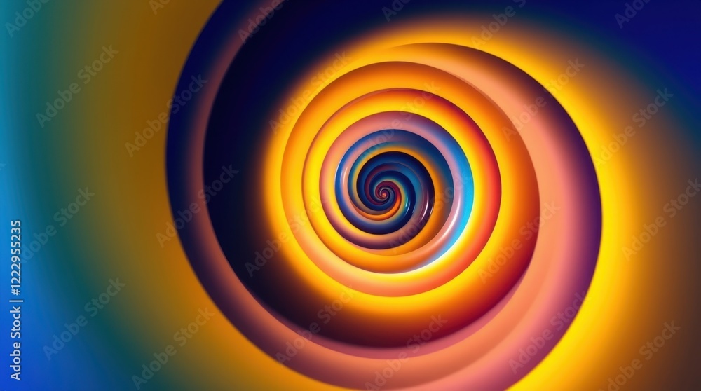 Poster swirling colors create a mesmerizing vortex of light and depth in a vibrant digital landscape