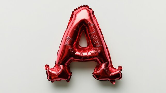 Red rose-shaped helium balloon featuring uppercase letter A on a clean white background ideal for celebrations or alphabet-themed decorations
