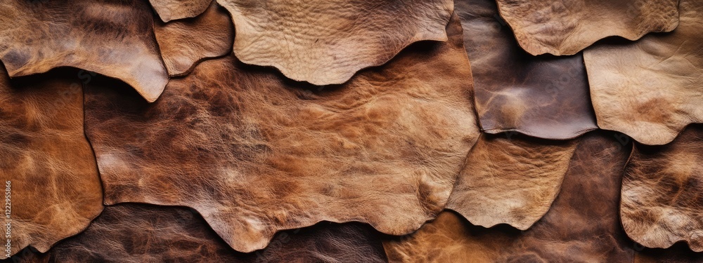 Leinwandbilder Rustic dried cowhide leather texture background with natural variations and empty space for creative text or design layouts