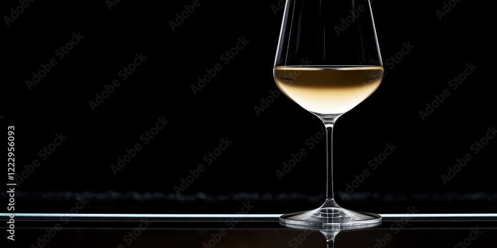 Aufkleber Refined glass of white wine elegantly positioned on a stylish surface with negative space for custom text or branding elements