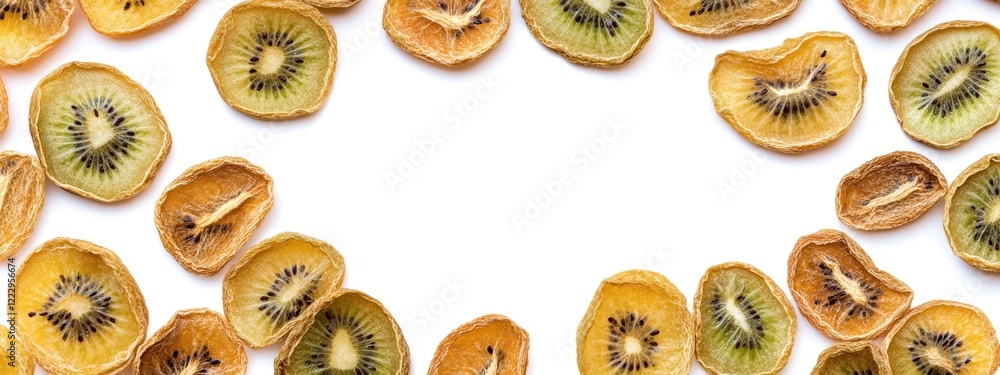 Poster Dried baby kiwi fruits arranged on a transparent background with space for text or design elements suitable for healthy food concepts