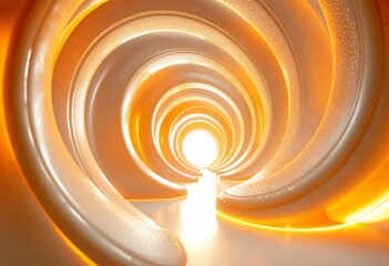 Obraz premium Illuminated Spiral Tunnel Leading to a Bright and Mysterious Light. Generative AI