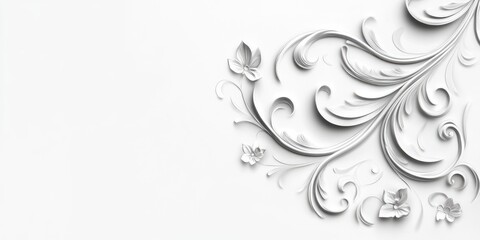 Fototapeta premium Elegant floral flourish design in white for text placement and sophisticated backgrounds. Perfect for invitations and premium branding.