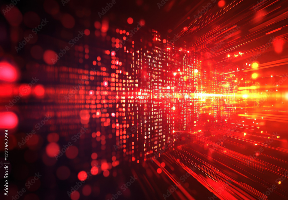 Poster glowing digital particles create an immersive background with dynamic luminosity