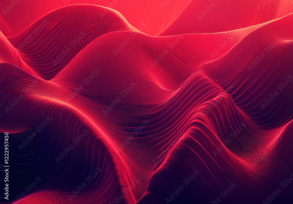 Aufkleber silk waves create dynamic patterns against a smooth red abstract background