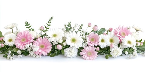 Elegant floral arrangement featuring white and pink flowers with ample copy space ideal for invitations or promotional materials.