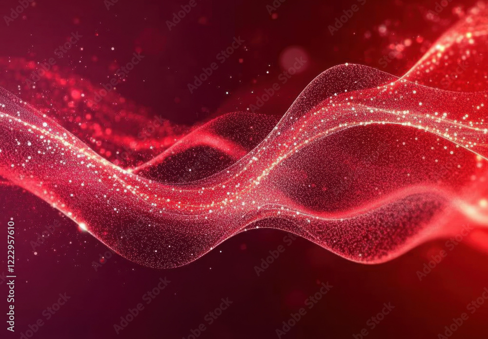 Aufkleber dynamic wave of particles in vibrant red and white colors creating a mesmerizing visual effect on li