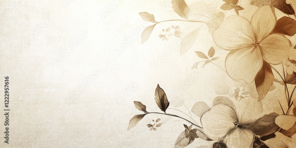 Poster elegant vintage floral background with artistic design and ample copy space for text or branding pur