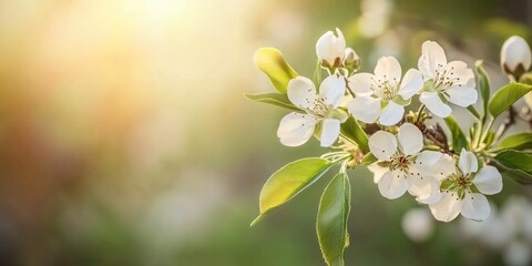 Delicate cherry blossom floral arrangement with soft background and ample copy space for elegant text or design elements.