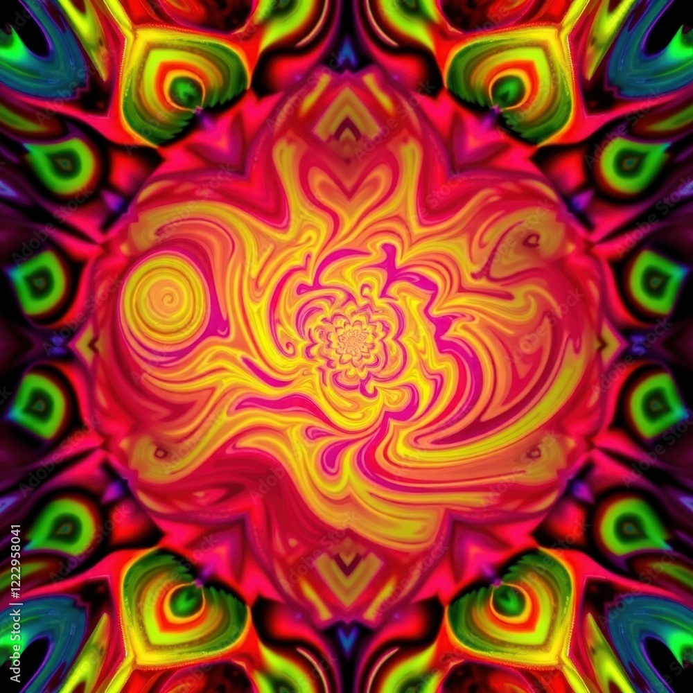 Poster vibrant swirls of color create a mesmerizing kaleidoscope pattern that captivates the imagination an