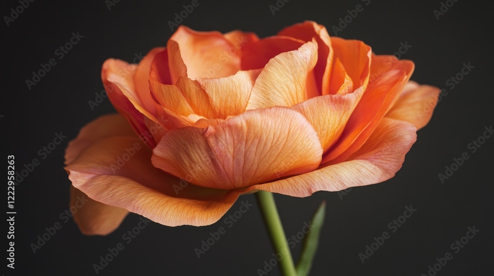Fototapete vibrant orange flower close up showcasing delicate petal texture set against a dark background with 
