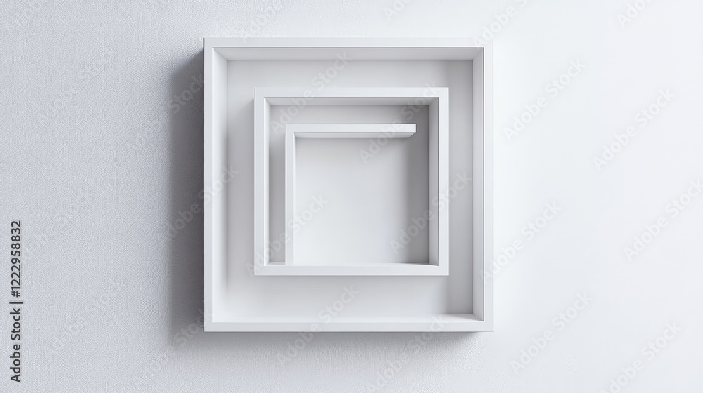 Poster minimalist white frames arranged in geometric patterns against a clean backdrop, perfect for modern 