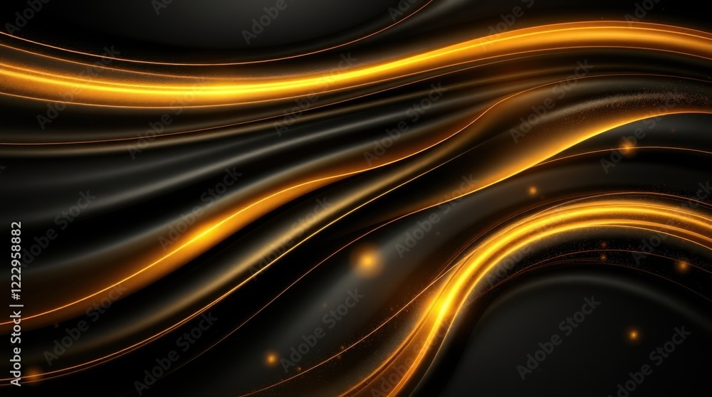 Aufkleber golden waves shimmer on a dark background, creating an elegant and dynamic visual experience