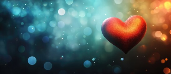Red heart against a dreamy bokeh background symbolizing love perfect for Valentineâ€™s Day with space for your personalized message