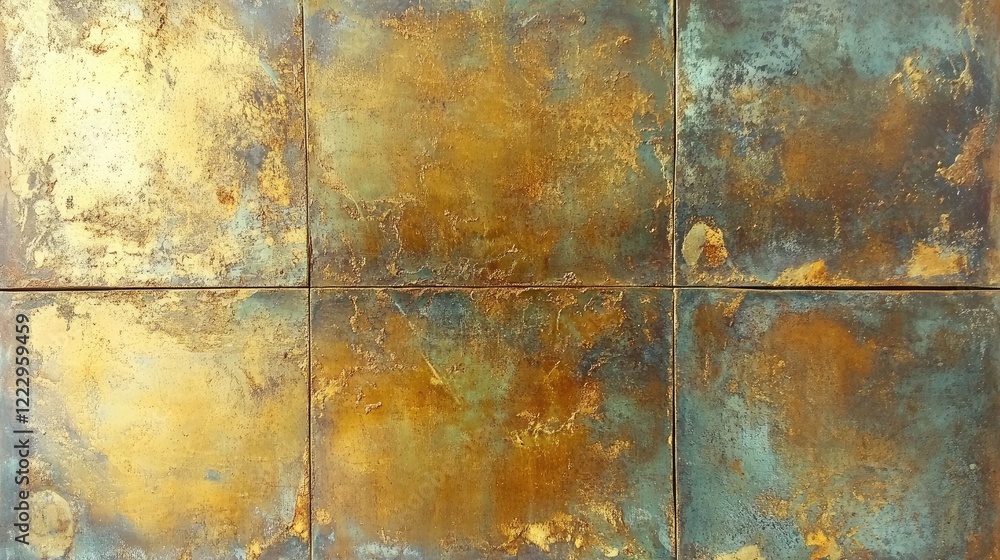 Poster aged golden textured metal surface with weathered retro style ideal for artistic backgrounds and tex