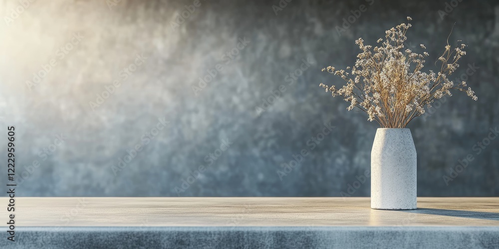 Aufkleber stylish restaurant table with minimalist vase and dried flowers offering ample blank space for text 