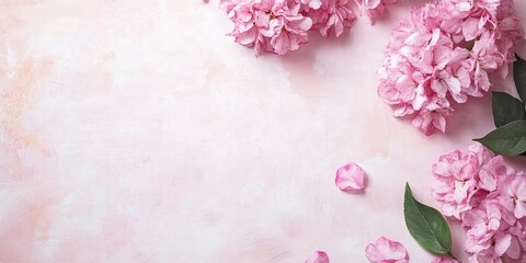 Soft pink floral arrangement on a textured marble background with ample space for typography and design elements.