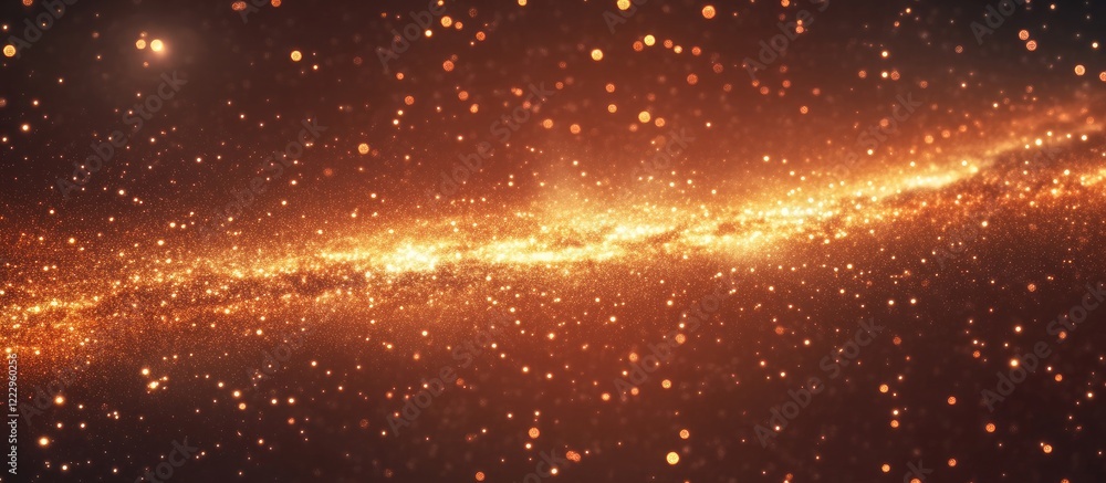Poster Cosmic bokeh with shimmering lights in a galaxy sky creating a radiant backdrop ideal for text placement or design projects.