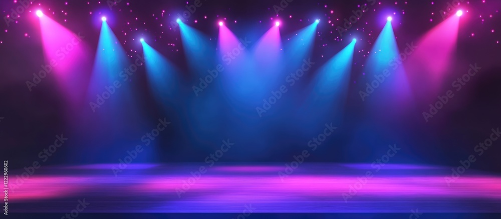Aufkleber vibrant concert stage lights capture the excitement of a live music event with an enthusiastic audie