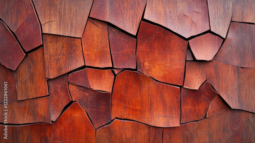 Leinwandbilder fragmented mahogany wood close up highlighting unique textures and cracks with ample empty space for