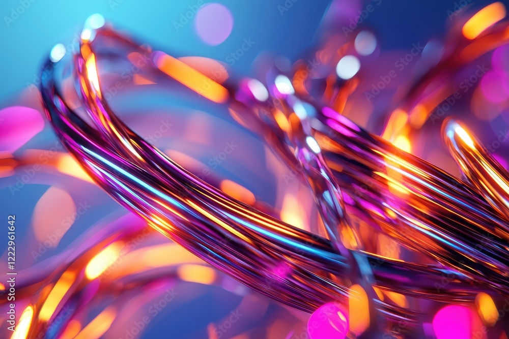 Poster conceptual image illustrating the synergy of technology with a tangle of vibrant connection cables