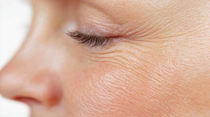 Cheek-focused close-up showing sun damage and fine lines
