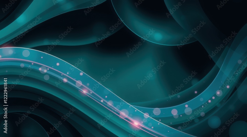 Aufkleber swirling waves of teal light dance through a deep dark background in a mesmerizing abstract composit