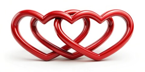 Fototapeta premium Two red hearts united in a beautiful