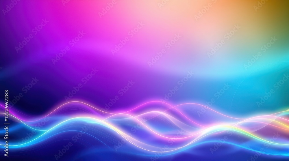 Poster vibrant abstract waves dance through a colorful gradient at sunset with mesmerizing light displays a
