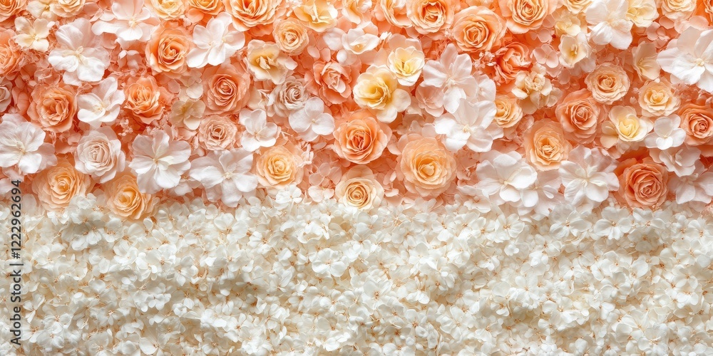 Aufkleber elegant peach and white floral backdrop for weddings and events featuring empty space for personaliz