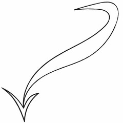 The Abstract Black Arrow features a smooth, curved line design with sharp points and gentle curves that evoke a sense of movement and elegance.