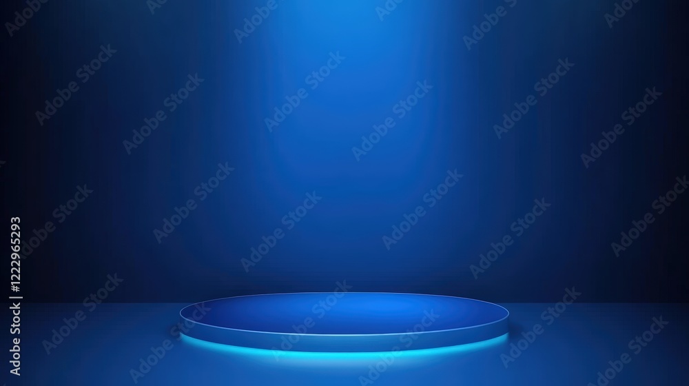 Poster blue gradient background with circular platform for presentation, display, or showcase in digital or