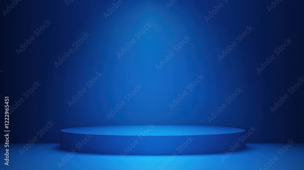 Poster blue gradient background with circular platform for display and presentation purposes in a dreamy ar