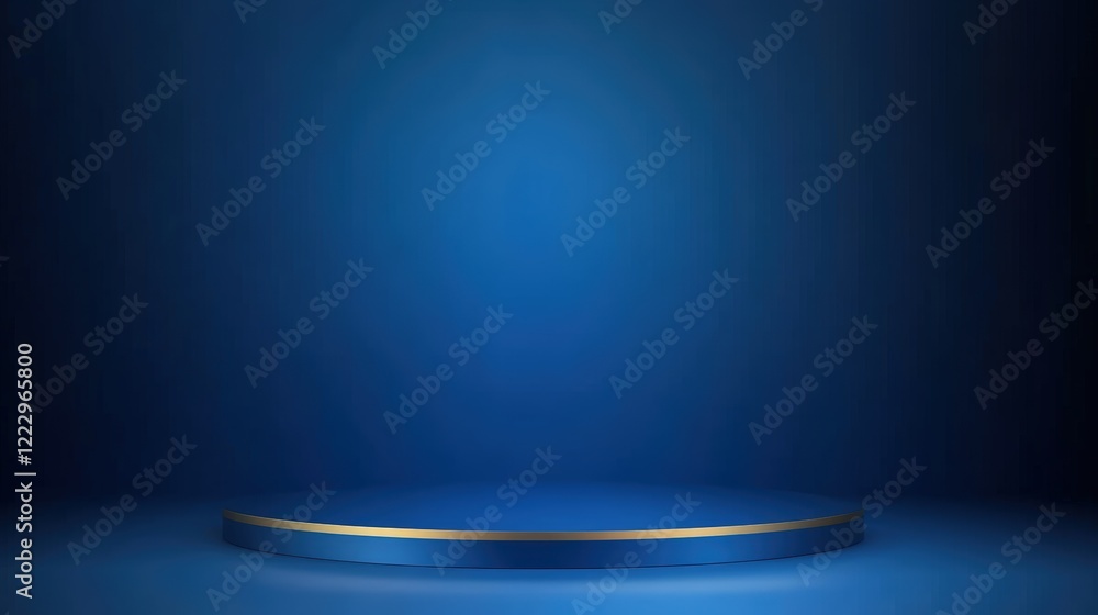 Poster blue gradient background with circular platform for display, presentation, or showcase use in creati