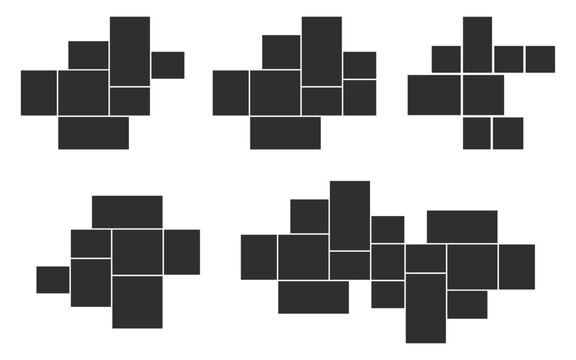 Set of photo collage creative style empty frames vector template collection graphic elements