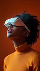 Afro-american woman engaged in virtual reality technology, AI generated