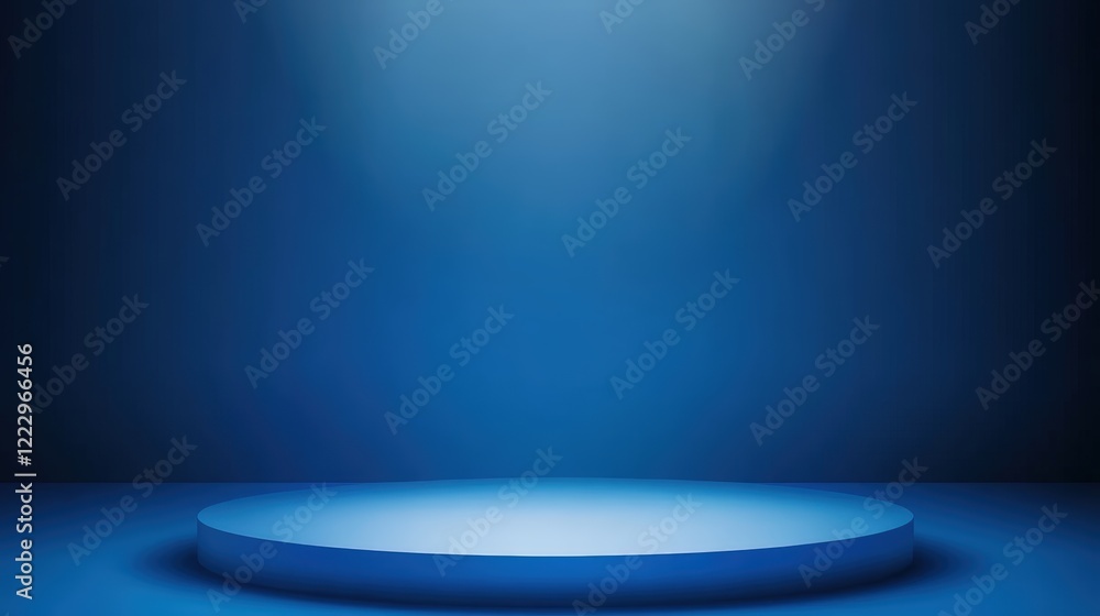 Poster serene blue gradient background with circular platform for presentation, stage, or display in elegan