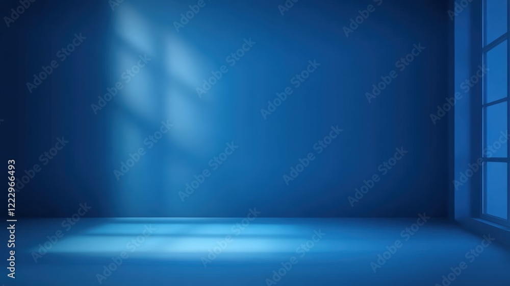 Poster smooth blue gradient background with soft light shining through a window in a calm and serene enviro