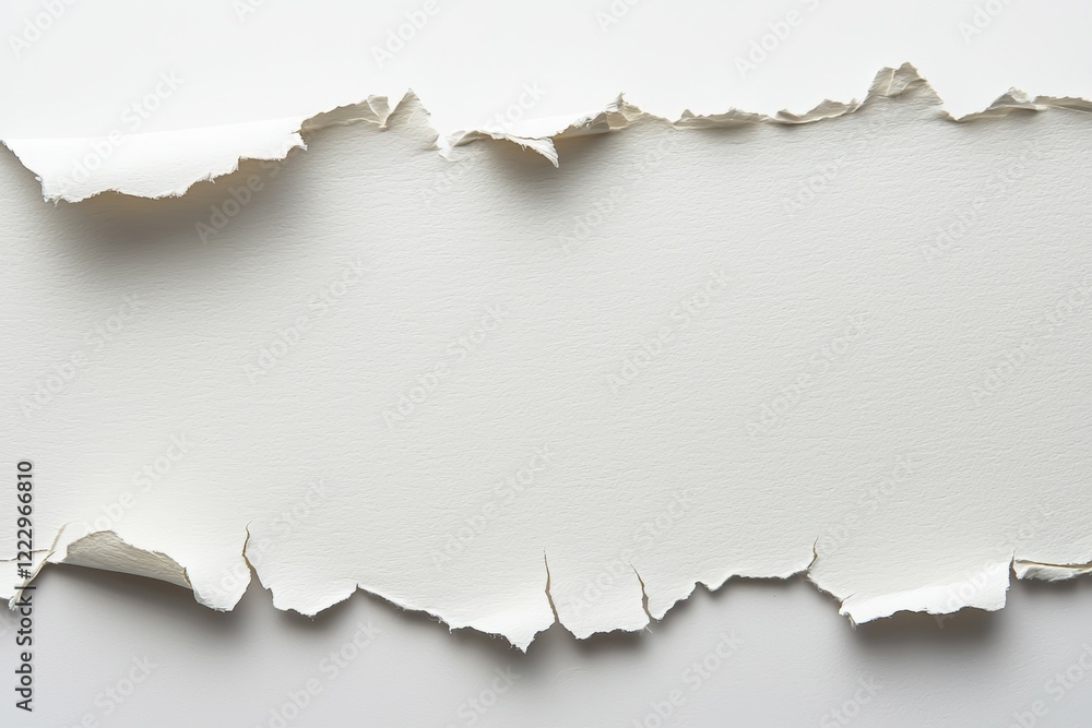 Poster white paper with a tear in it, creating a jagged edge