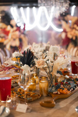 festive decoration on a banquet table in a restaurant	