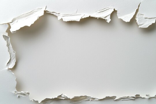 White background with a torn piece of paper in the middle