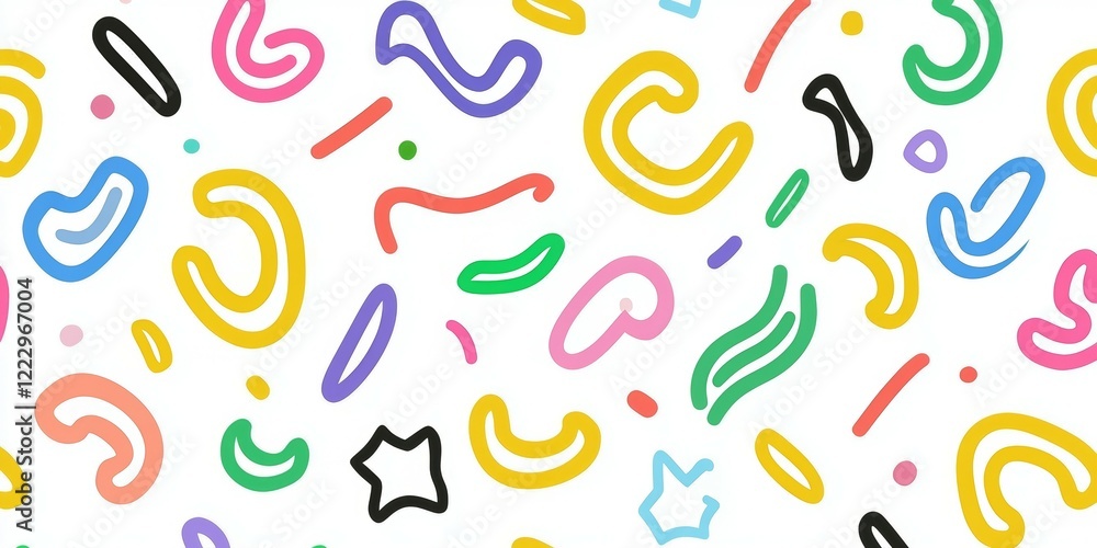 Poster colorful pattern of shapes and lines with a star in the middle