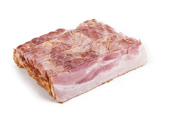 Smoked bacon, isolated on white background.