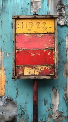 Naklejka premium A background of old, faded street signs on a weathered city wall.