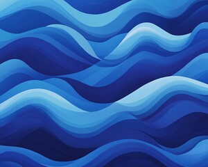 The image is a blue and white ocean wave with a lot of detail. The waves are very large and the water is choppy. Scene is calm and peaceful,