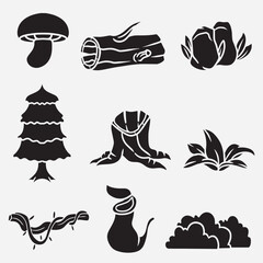 set of forest good for icon, symbol, element design, silhouette design, etc