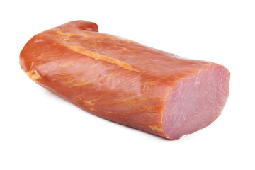Cured pork tenderloin, isolated on white background