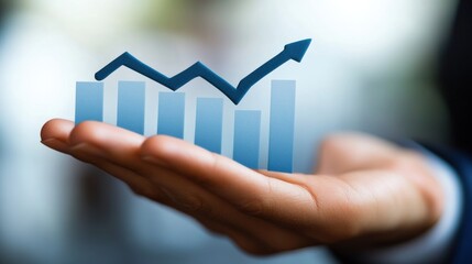 A polished financial success chart on paper held by hand, featuring sleek upward-trending graph visuals with a minimalist professional design
