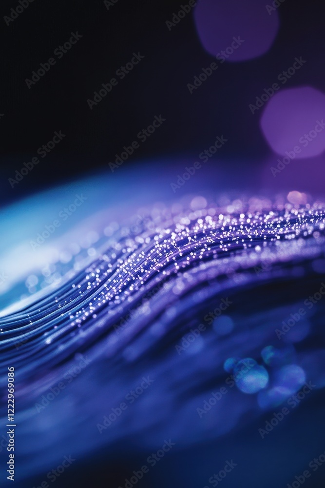 Poster abstract digital wave with glowing particles for technology backgrounds, showcasing data flow, innov